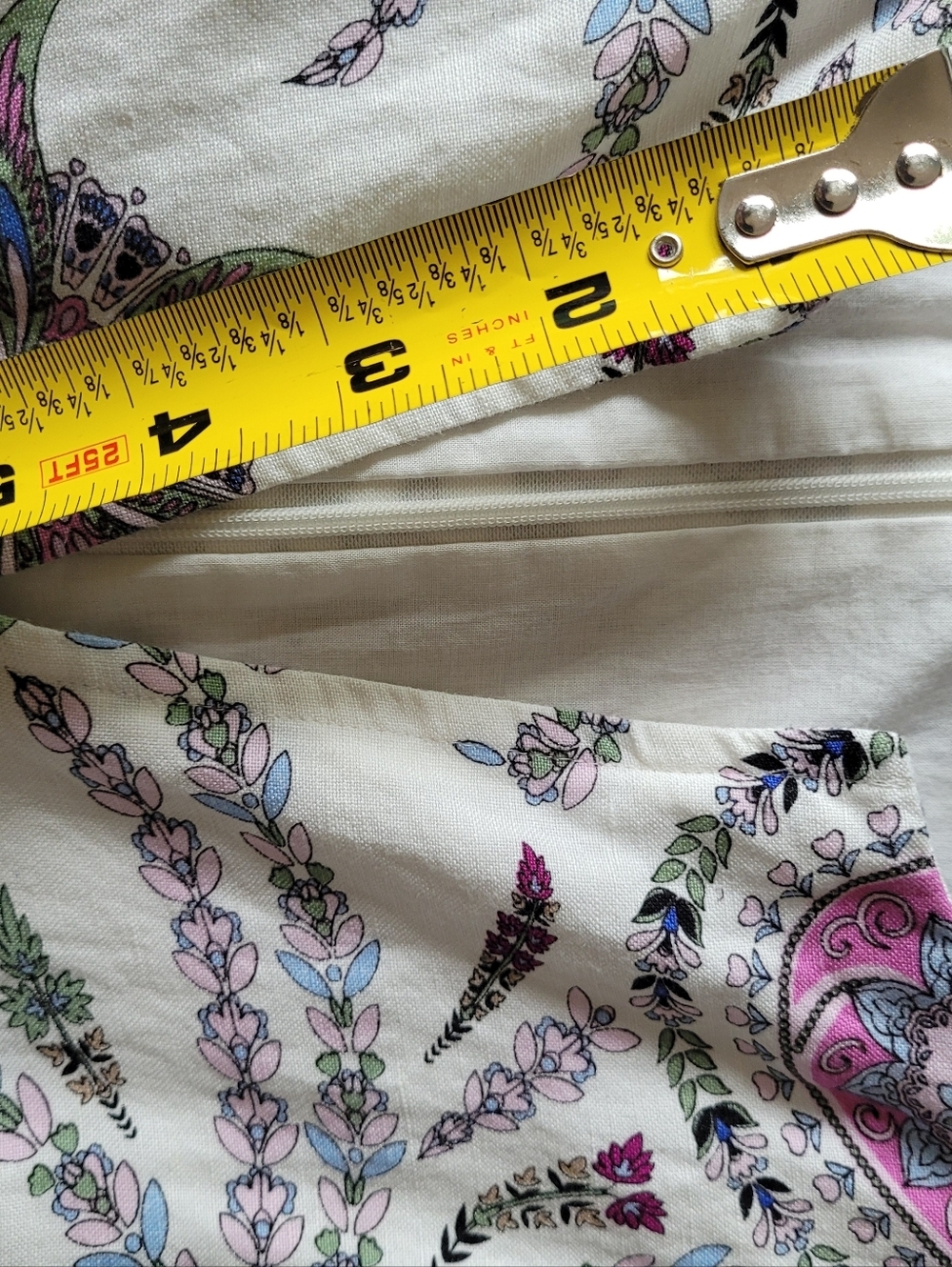 LOFT Women's  Paisley Linen Blend Puffed Sleeve Belted Dress Petite Size 12P - Picture 12 of 14